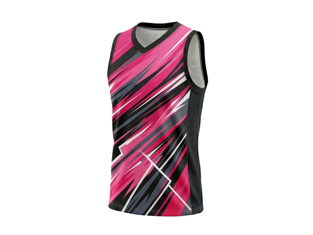 Custom Pink Black Sublimated Basketball Jersey | Wholesale Basketball Jersey Manufacturer front design preview