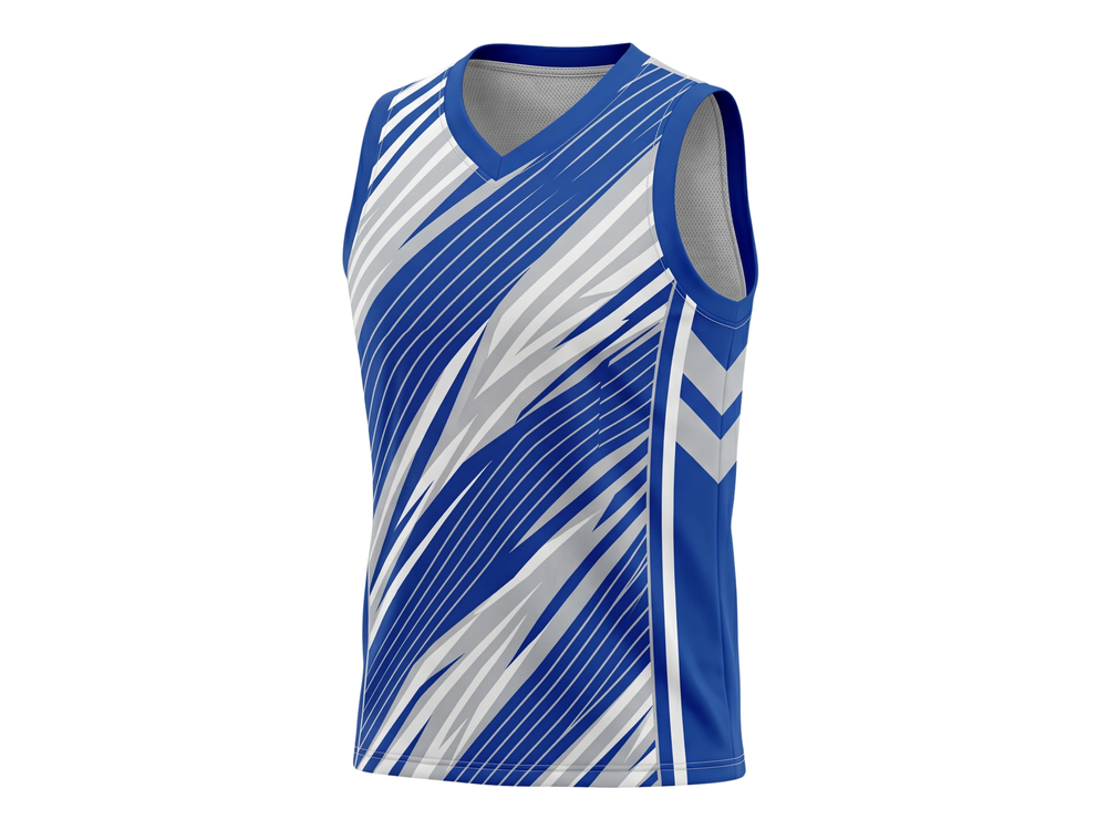 Custom Blue White Sublimated Basketball Jersey | Wholesale Basketball Jersey Manufacturer front design preview