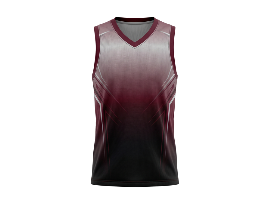 Custom Sublimated Basketball Jersey – Burgundy Black Gradient Design | Wholesale Basketball Jersey Manufacturer design preview