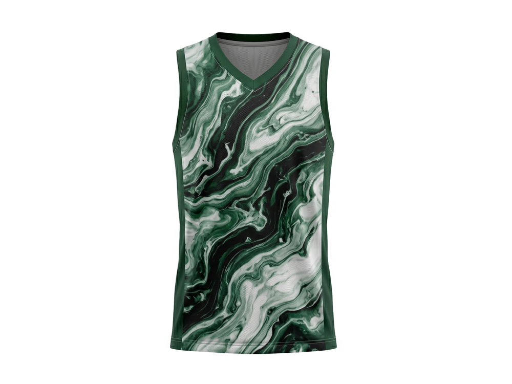 Custom Green Marble Sublimated Basketball Jersey | Wholesale Basketball Jersey Manufacturer front design preview