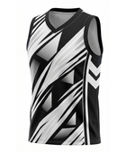Custom Sublimated Basketball Jersey – Black White Abstract Design | Wholesale Basketball Jersey Manufacturer