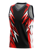 Custom Sublimated Basketball Jersey – Black Red Lightning Design | Wholesale Basketball Jersey Manufacturer