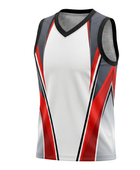 Custom White Red Panel Sublimated Basketball Jersey | Wholesale Basketball Jersey Manufacturer