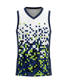 Custom White Navy Pixel Sublimated Basketball Jersey | Wholesale Basketball Jersey Manufacturer