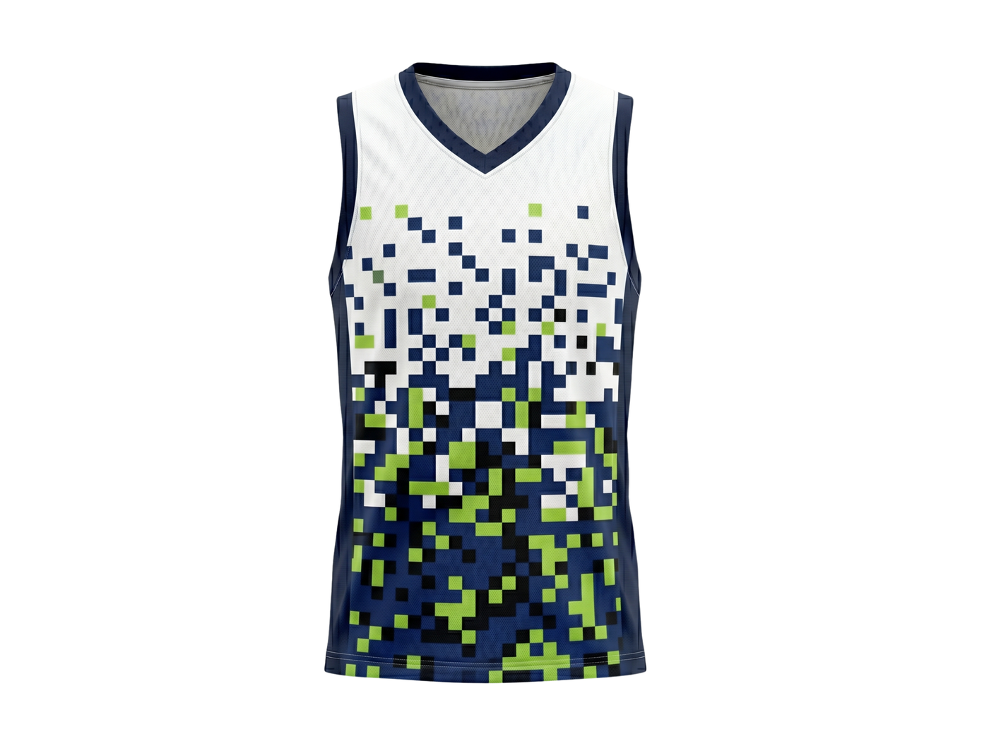 Custom White Navy Pixel Sublimated Basketball Jersey | Wholesale Basketball Jersey Manufacturer