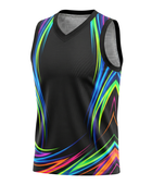 Custom Black Neon Wave Sublimated Basketball Jersey | Wholesale Basketball Jersey Manufacturer