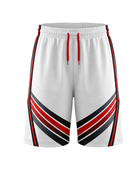 Custom White Red Stripe Sublimated Basketball Shorts | Wholesale Basketball Shorts Manufacturer
