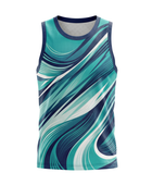 Basketball Tank Top – Custom Sublimated Teal Navy Wave Design | Wholesale Manufacturer