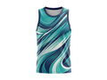 Basketball Tank Top – Custom Sublimated Teal Navy Wave Design | Wholesale Manufacturer