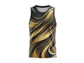 Basketball Tank Top – Custom Sublimated Black Gold Wave Design | Wholesale Manufacturer