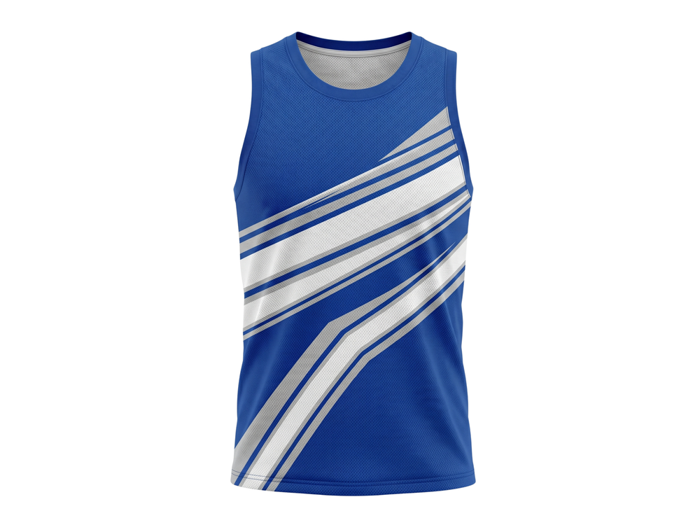 Basketball Tank Top – Custom Sublimated Royal Blue White Diagonal Design | Wholesale Manufacturer front design preview