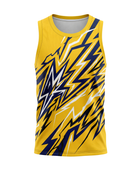 Basketball Tank Top – Custom Sublimated Yellow Navy Lightning Design | Wholesale Manufacturer