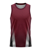 Basketball Tank Top – Custom Sublimated Burgundy Gray Side Panel Design | Wholesale Manufacturer