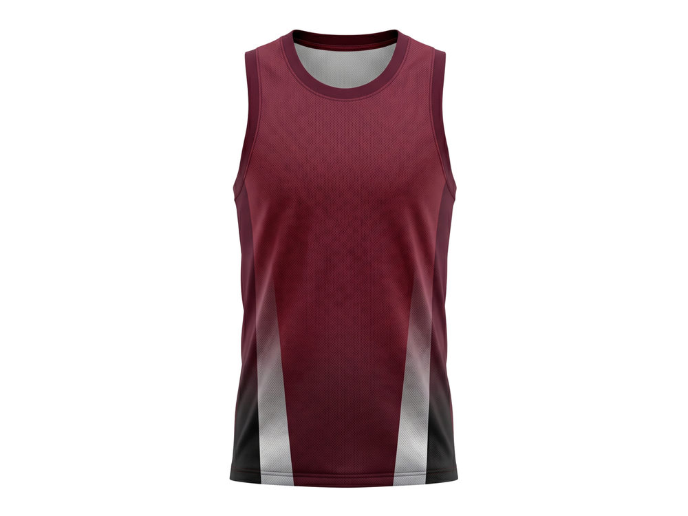 Basketball Tank Top – Custom Sublimated Burgundy Gray Side Panel Design | Wholesale Manufacturer front design preview