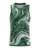 Basketball Tank Top – Custom Sublimated Green Marble Swirl Design | Wholesale Manufacturer