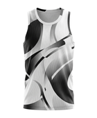 Basketball Tank Top – Custom Sublimated Black White Abstract Curve Design | Wholesale Manufacturer