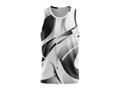 Basketball Tank Top – Custom Sublimated Black White Abstract Curve Design | Wholesale Manufacturer