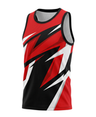 Basketball Tank Top – Custom Sublimated Red Black Zigzag Design | Wholesale Manufacturer