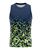 Basketball Tank Top – Custom Sublimated Navy Lime Pixel Gradient Design | Wholesale Manufacturer