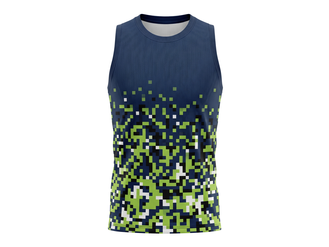 Basketball Tank Top – Custom Sublimated Navy Lime Pixel Gradient Design | Wholesale Manufacturer