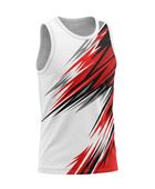 Basketball Tank Top – Custom Sublimated White Red Black Slash Design | Wholesale Manufacturer