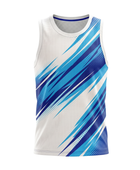 Basketball Tank Top – Custom Sublimated White Blue Streak Design | Wholesale Manufacturer
