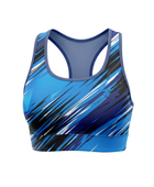 Basketball Sports Bra – Custom Sublimated Electric Blue Black Racerback | Wholesale Manufacturer