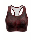 Basketball Sports Bra – Custom Sublimated Burgundy Black Geometric Racerback | Wholesale Manufacturer