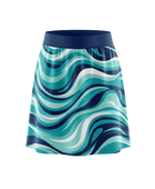 Basketball Skort – Custom Sublimated Teal Navy Wave Design | Wholesale Manufacturer