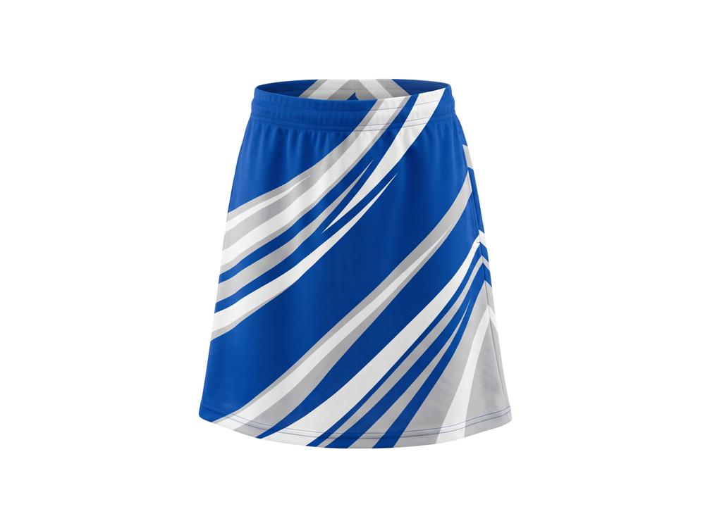 Basketball Skort – Custom Sublimated Royal Blue White Stripe Design | Wholesale Manufacturer front design preview