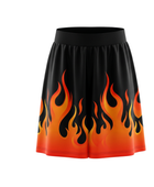 Basketball Skort – Custom Sublimated Black Orange Flame Design | Wholesale Manufacturer