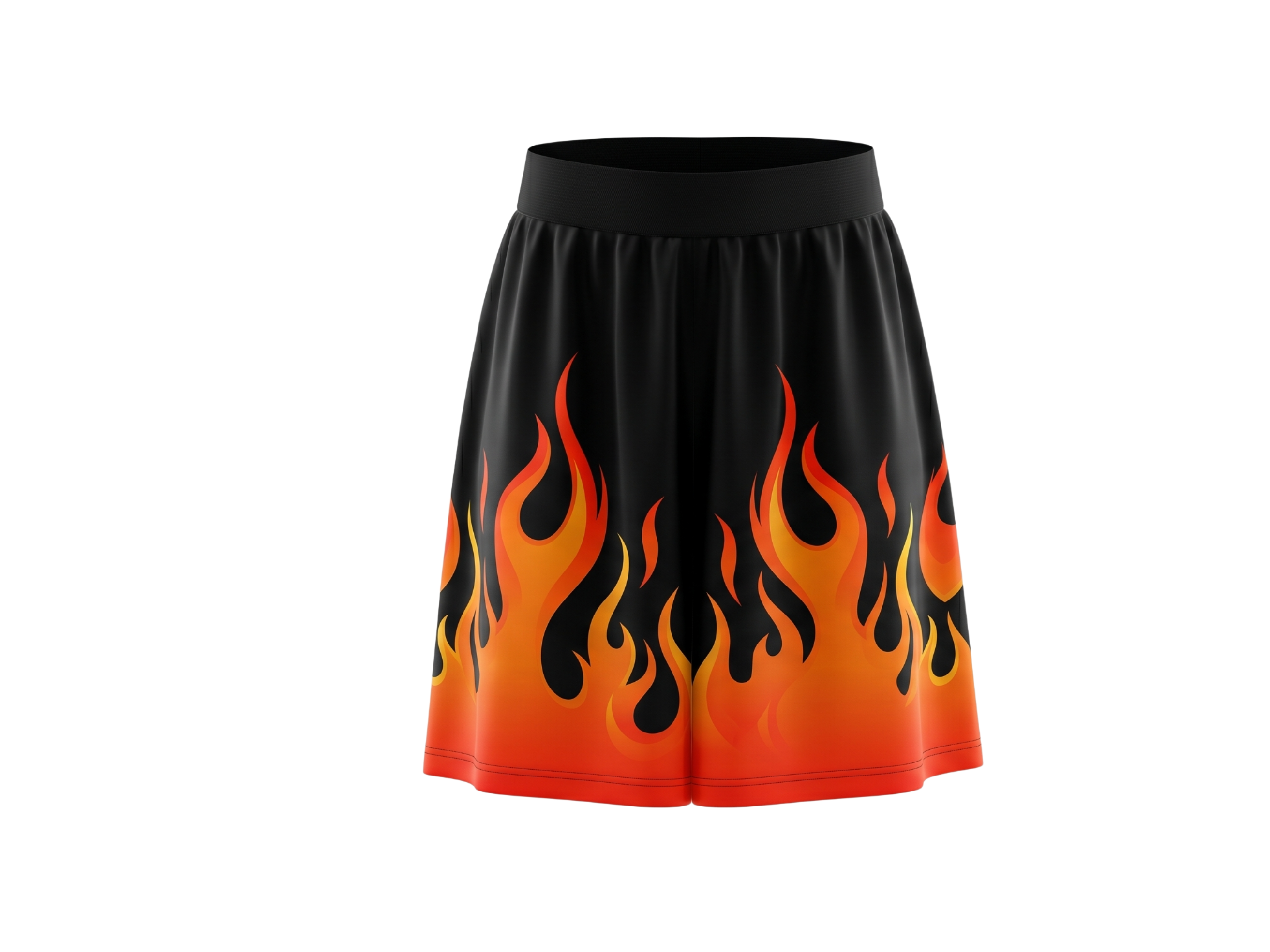 Basketball Skort – Custom Sublimated Black Orange Flame Design | Wholesale Manufacturer