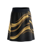 Basketball Skort – Custom Sublimated Black Gold Wave Design | Wholesale Manufacturer