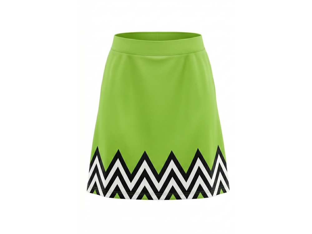 Basketball Skort – Custom Sublimated Lime Green Chevron Design | Wholesale Manufacturer front design preview