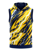 Basketball Sleeveless Hoodie – Custom Sublimated Yellow Navy Lightning Design | Wholesale Manufacturer