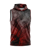 Basketball Sleeveless Hoodie – Custom Sublimated Burgundy Black Smoke Design | Wholesale Manufacturer