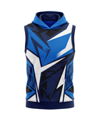 Basketball Sleeveless Hoodie – Custom Sublimated Royal Blue Navy Angular Design | Wholesale Manufacturer