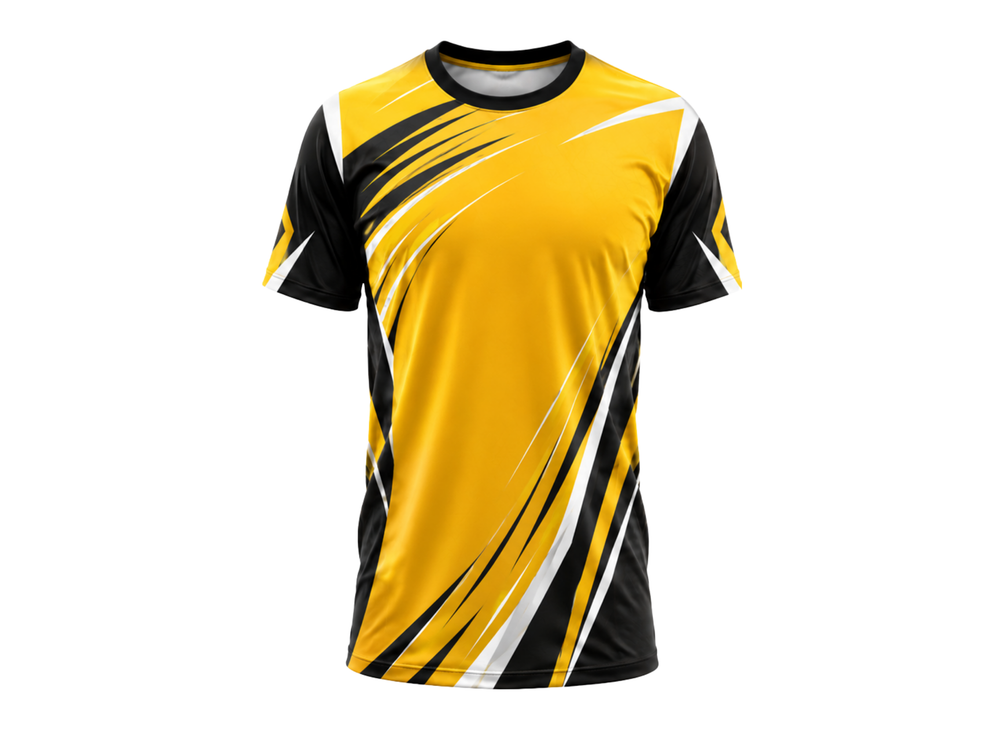 Custom B2B Sponsor Crew Jersey Chase Tag Yellow Sublimated Shirt Wholesale Teamwear front design preview