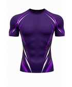 Custom Purple Chase Tag Compression Shirt – Sublimated Short-Sleeve Gym Wear