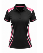 Custom Bowling Polo Shirt – Black Pink White Sublimated Team Apparel