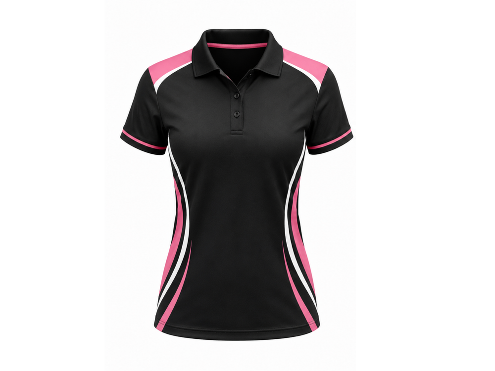 Polo Shirt Bowling Black Pink White B2B Low MOQ front design preview