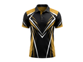 Custom Bowling League Polo Shirt – Black Gold White Sublimated Tournament Jersey