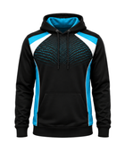 Custom Bowling Team Hoodie – Black Cyan White Sublimated Pullover Teamwear