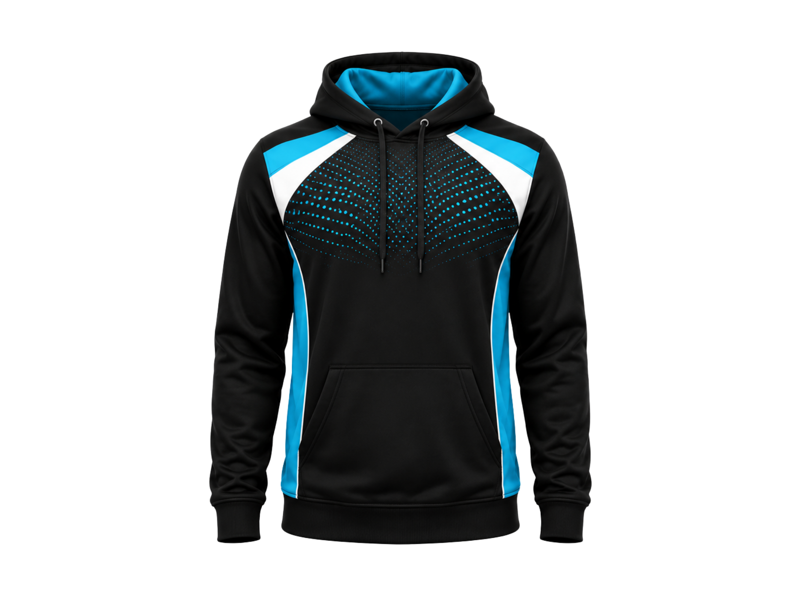 Custom Bowling Team Hoodie – Black Cyan White Sublimated Pullover Teamwear
