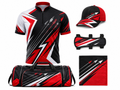 Custom Archery Team Kit – Red Black White Jersey, Cap, Arm Guard, Towel & Bag