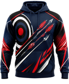 Custom Archery Pullover Hoodie – Navy Red Sublimated Teamwear for Clubs and Wholesale Buyers