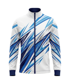 Wholesale Basketball Warm-Up Jacket – Sublimated White Blue Full-Zip Teamwear