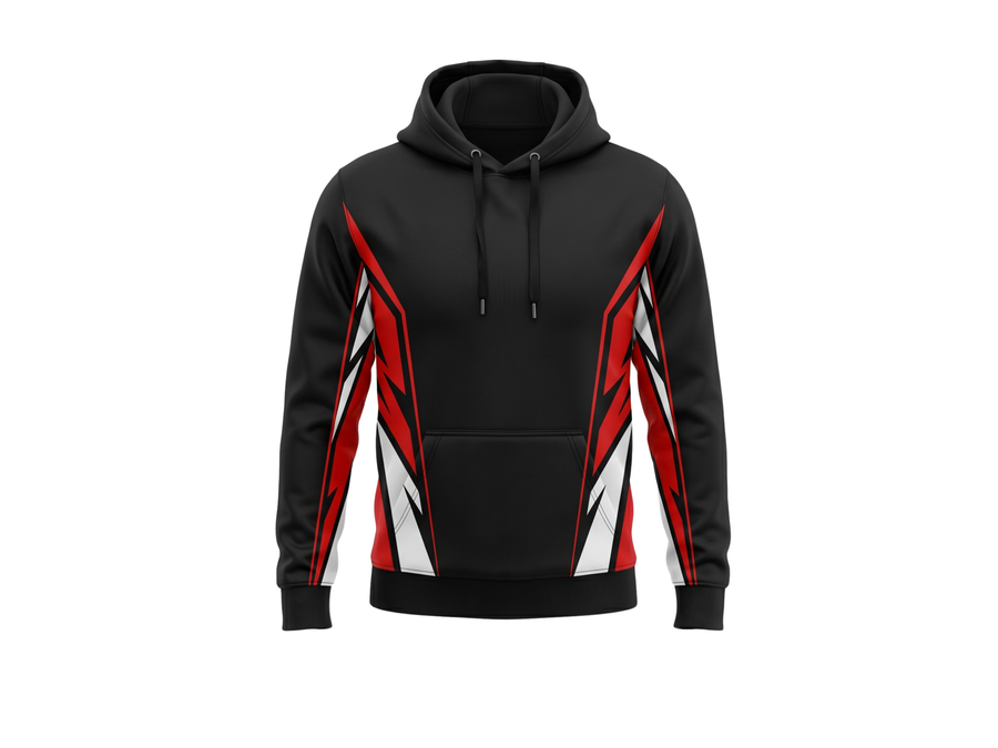 Wholesale Basketball Hoodie – Black Red White Sublimated Pullover Teamwear design preview