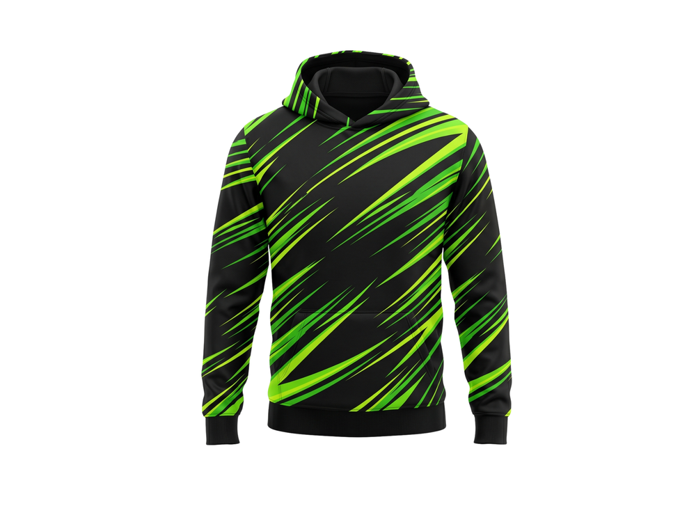 Wholesale Basketball Hoodie – Neon Green Black Sublimated Pullover Teamwear front design preview