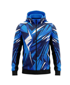 Wholesale Basketball Hoodie – Blue Black Geometric Sublimated Pullover Teamwear